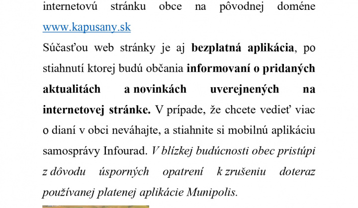 Fotka - Výzva na stiahnutie novej aplikácie obce Infourad